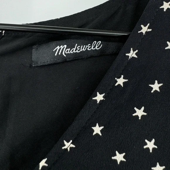 Madewell Star Silk Button Back Dress - Black - Small - Picture 8 of 15